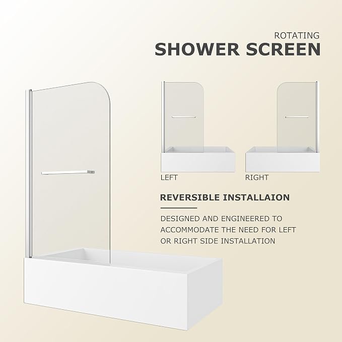 31"-32" W x 55" H Brushed Nickel Flexible 180° Pivot Shower Door Reversible - Image 3