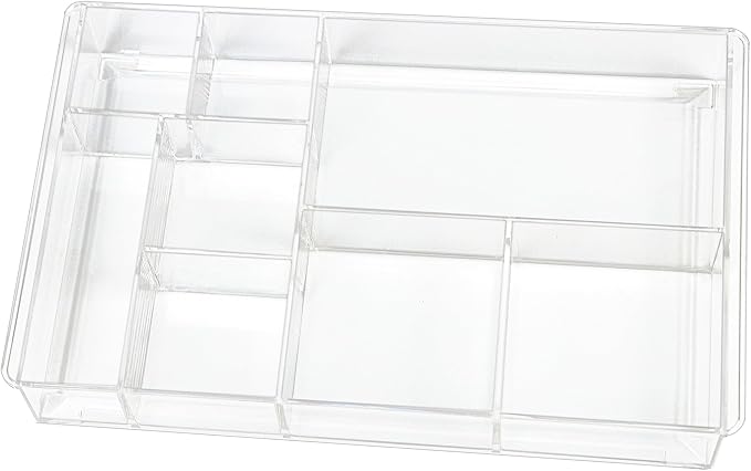 8-Section Clear Drawer Organizer, Large Acrylic Drawer Divider Tray by ZEXALOR