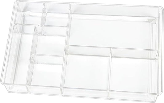 8-Section Clear Drawer Organizer, Large Acrylic Drawer Divider Tray by ZEXALOR