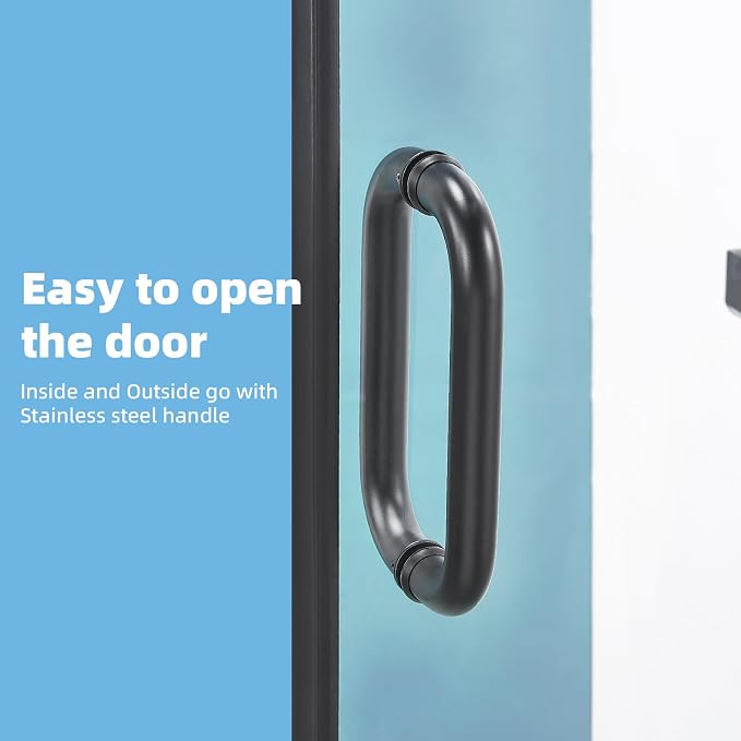 Pivot Shower Door, Adjustable Width 48" W x 76" H Hinged Shower Glass Door - Image 6