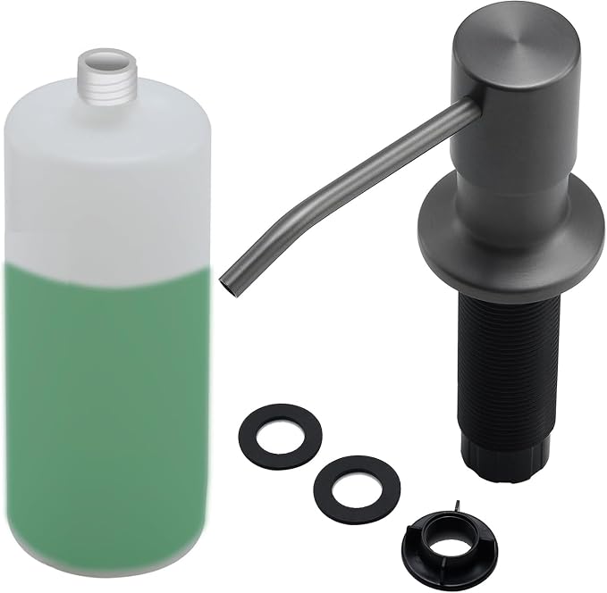 Built in Soap Dispenser for Kitchen Sink, Stainless Steel Gun Gery Countertop by EcoChannels