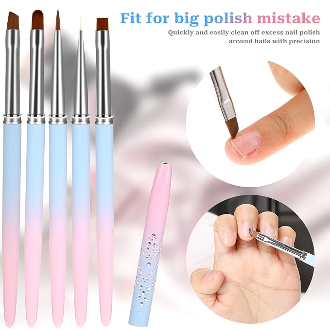 5Pcs Nail Polish Clean Up Brush Set, Manicure Nail Art Polish Remover Brush - Image 6