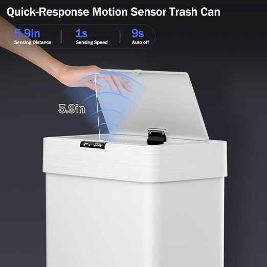 TLSUNNY 18.5 Gallon Motion Sensor Trash Can, Touchless Automatic Garbage Can - Image 3