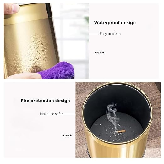 14L/2.6GAL，Gold Bathroom Trash can, Brushed Brass Garbage can, Small Gold - Image 3