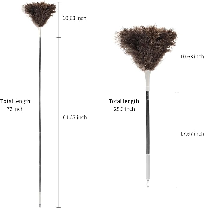 Ostrich Feather Duster Pole 28 to 72 Inch, Extendable Feather Duster Used - Image 2