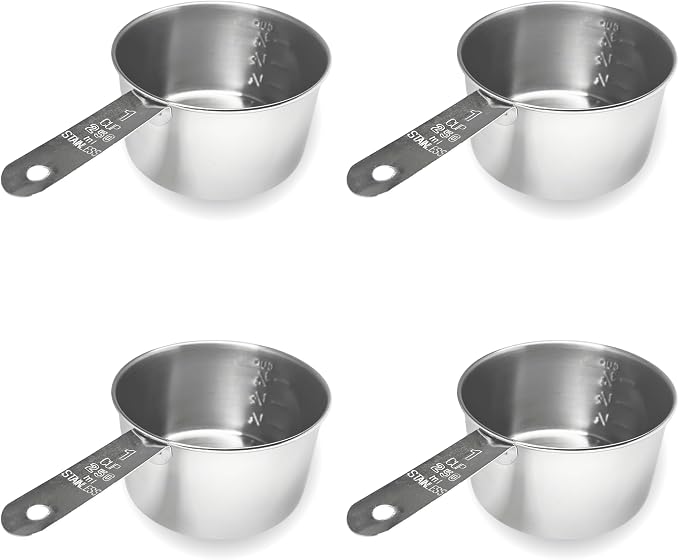 1 Cup Stainless Steel Measuring Cup | Sturdy Metal 250 ml | 240 cc | 8 oz | by Knupp+Co.