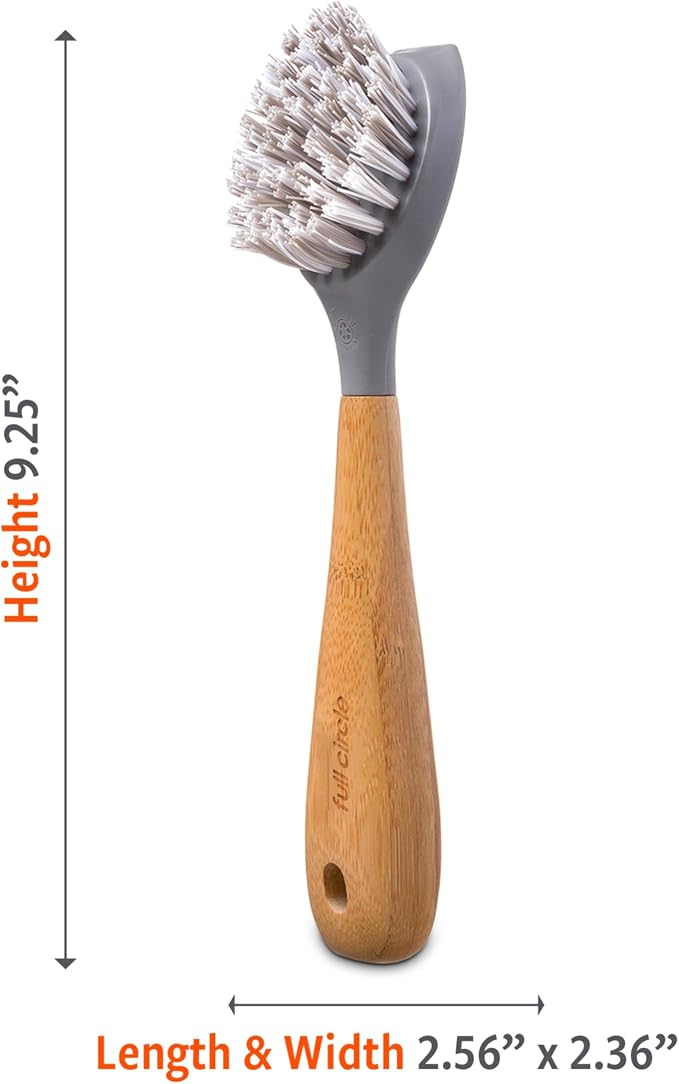 Full Circle Tenacious C Cast Iron Bamboo Dish Brush and Scraper – Durable - Image 6