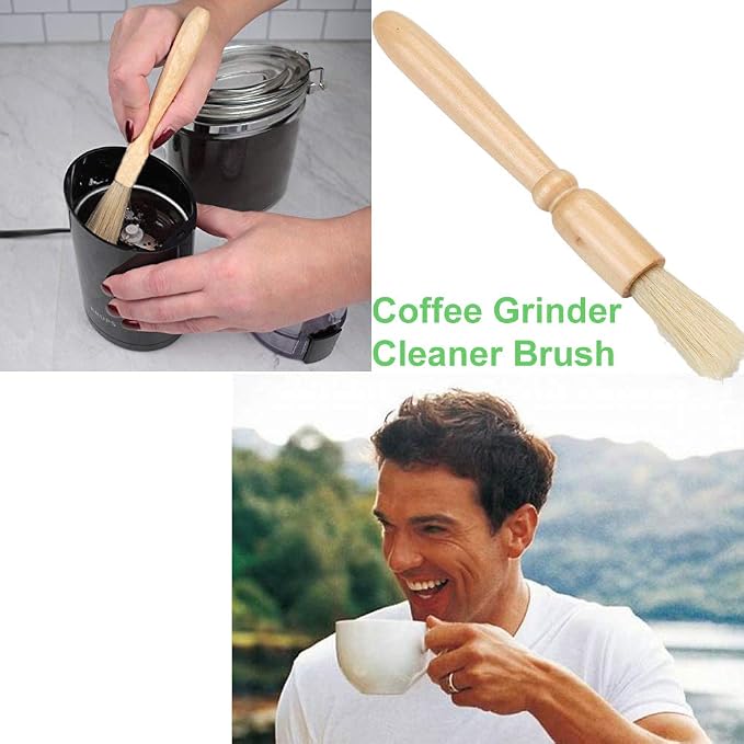 Coffee Grinder Cleaning Brush + Coffee Brush Wood Handle & Natural Bristles - Image 3
