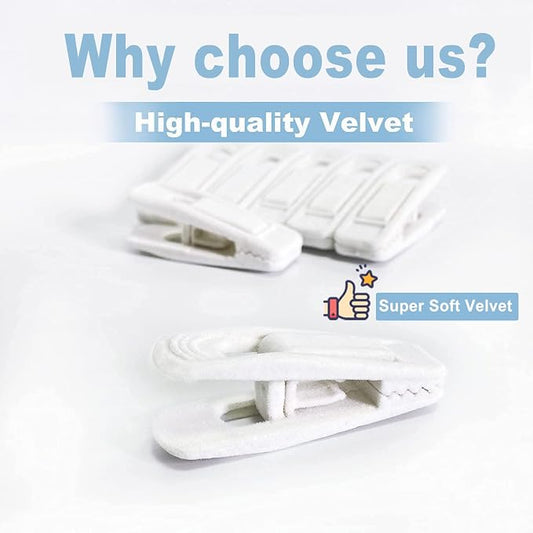 White Velvet Hangers Clips 40 PCS, Pants Hangers Velvet Clips Easily Add to - Image 2