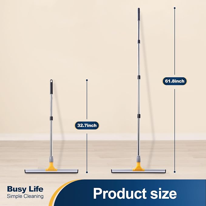 Yocada 17.7" Floor Squeegee Rubber TPR Blade Scrubber Broom 61.8inch Pole - Image 5