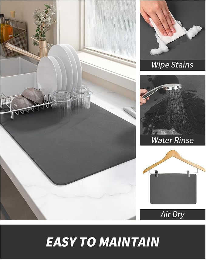 AMOAMI Dish Drying Mat for Kitchen Counter-Coffee Mat Bar Accessories, Hide - Image 4