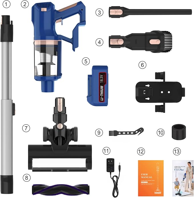 Cordless Vacuum Cleaner for Home, 45Kpa 300W 60Mins Stick Vacuum Cleaner - Image 8