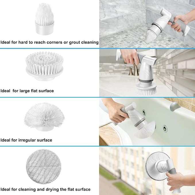 Electric Spin Scrubber, IEZFIX Electric Cleaning Brush Bathroom Shower - Image 5