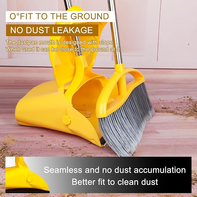 Long Handle Heavy Duty Broom and Dustpan Set, Outdoor and Commercial Upright - Image 8