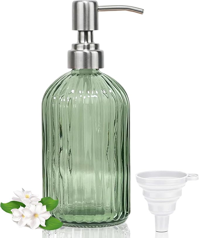 14Oz Green Soap Dispenser Bathroom, Refillable Dish Soap Dispenser by Unknown
