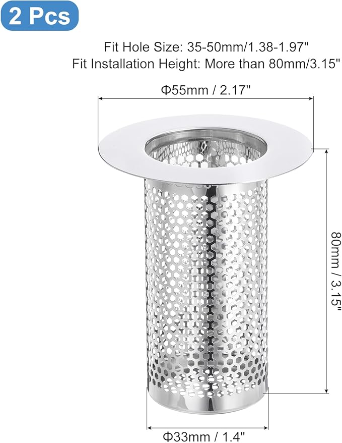 uxcell 3 Pack Shower Drain Strainer, 3.1" x 2.2" Stainless Steel Floor Drain - Image 2