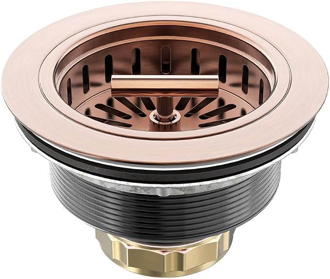 KONE Copper Sink Drain 3.5 Inch Kitchen Sink Drain Assembly Stainless Steel by KONE