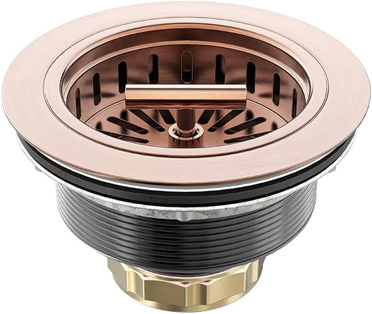 KONE Copper Sink Drain 3.5 Inch Kitchen Sink Drain Assembly Stainless Steel by KONE