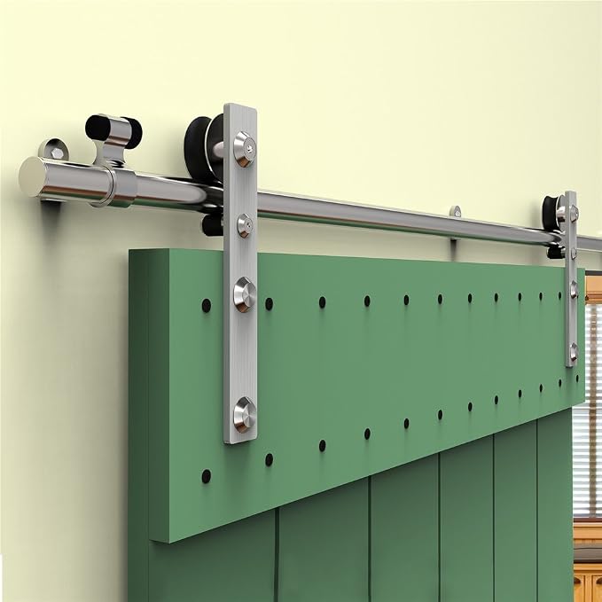 CCJH Stainless Sliding Barn Door Hardware Kit 9ft Heavy Duty by CCJH