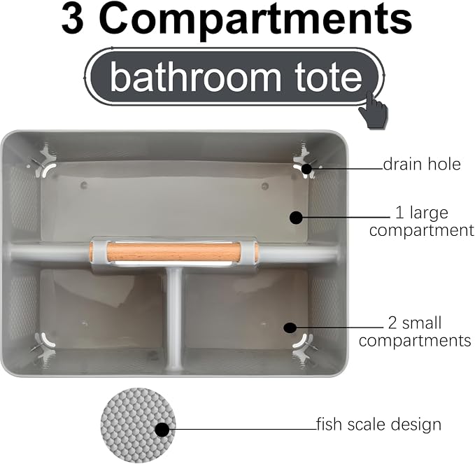 Haundry Plastic Light Gray Shower Caddy Basket - Image 3