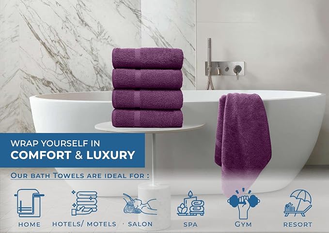 DAN RIVER Bath Towels Set of 4, 27 x 54 Inches, 100% Cotton, Larger & Lighter - Image 5