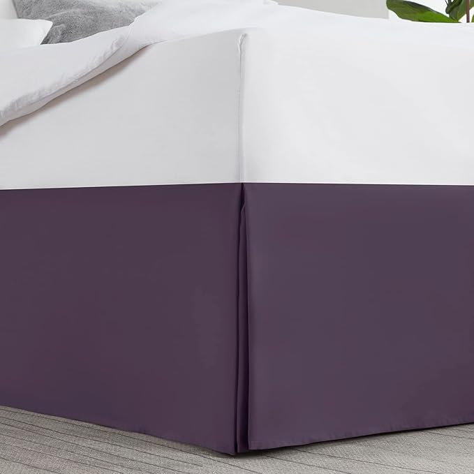 Nestl Dark Purple Twin Bed Skirt - Twin Size Bed Skirt 14 Inch Drop - Brushed Microfiber Bed Skirts - Hotel Quality Pleated Bed Skirt - Shrinkage & Fade Resistant