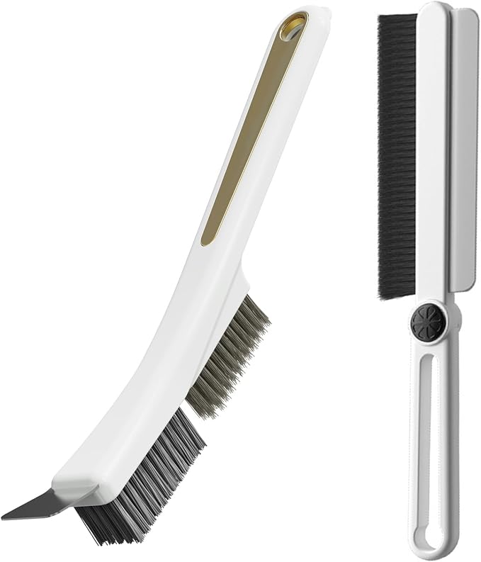 Crevice Cleaning Brushes with Rotatable Handle, Wire Nylon Scrub Brush with by JIANGLAI