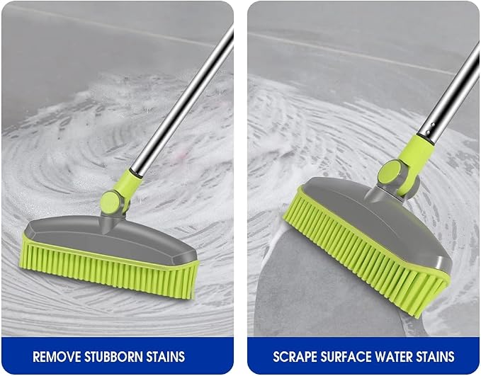 Adjustable Rubber Push Broom and Dustpan Set, Self Cleaning Indoor Outdoor - Image 6