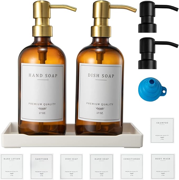 Glass Soap Dispenser for Kitchen Sink, Farmhouse Kitchen Dish Soap by Eggs+sound