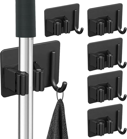 6Pcs Mop Broom Holder No Drill SUS304 Stainless Steel, Heavy Duty Tool by YingEntersHome