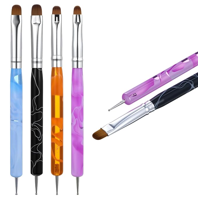 4 Pcs French Tip Brush Nail Art Brush Tools by Ouligay