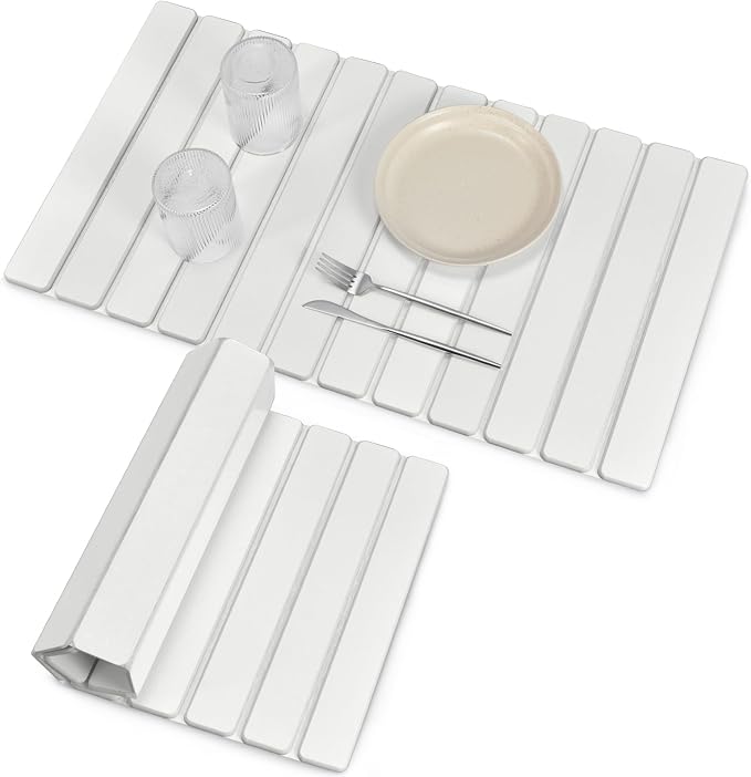 Large Stone Dish Drying Mats for Kitchen Counter, Fast Drying Collapsible Dish by Sangukiro