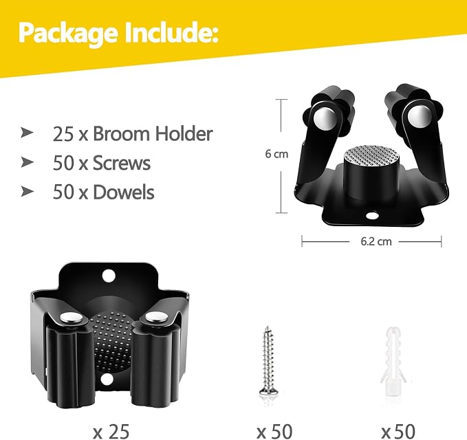 Verdenu 25 Pack Broom Holder Wall Mount, Mop and Broom Holder Wall Mount - Image 2