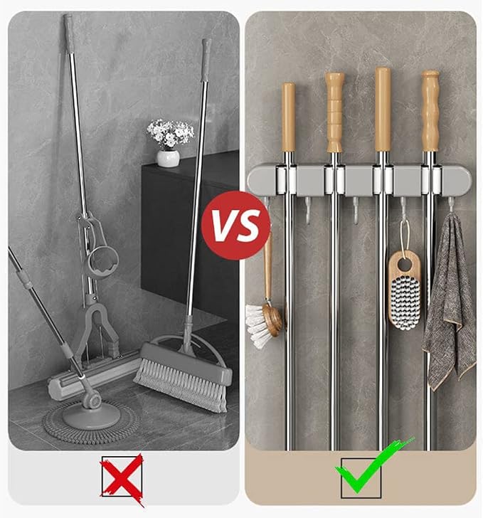 VALINK Brooms and Mop Holder Wall Mounted, Brooms Hanger - Image 7