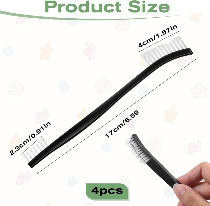 4 Pcs Small Cleaning Brushes, Nylon Bristles Small Detailing Crevice Brush - Image 2