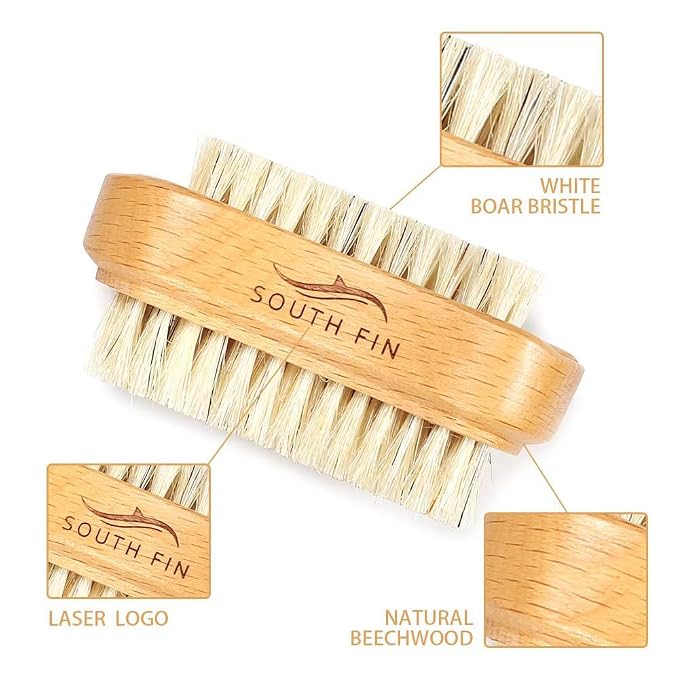 Two-side Wooden Nails Brushes for Fingers, Natural Wood and Bristle Cleaning - Image 2