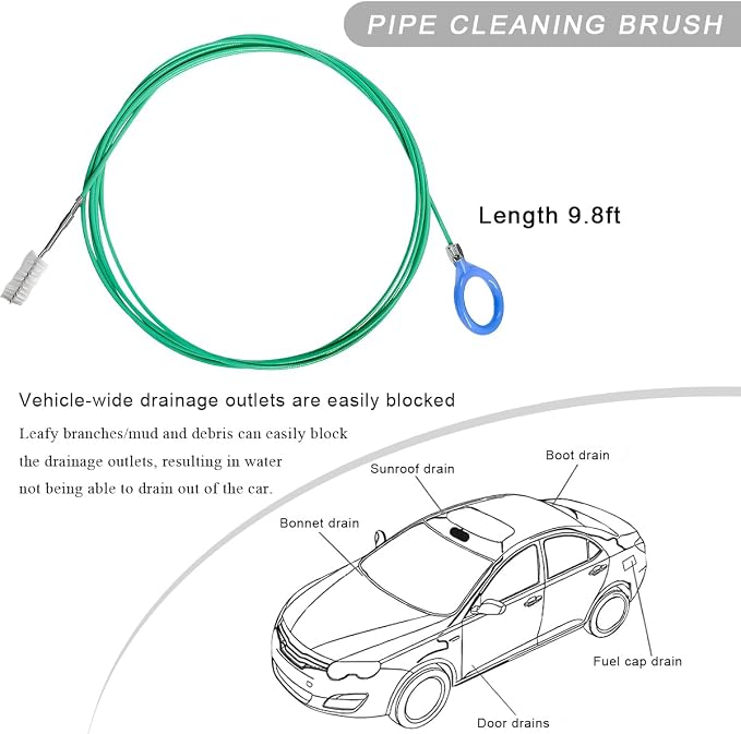 Auto Sunroof Drain Cleaning Tool, 118 Inch Long Pipe Cleaning Brush Windshield - Image 2