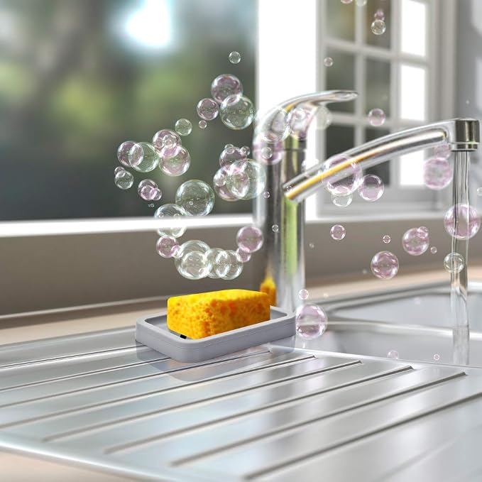 2PCS Draining Soap Dishes, Dishwashing Sponge Soap Holder - Image 5