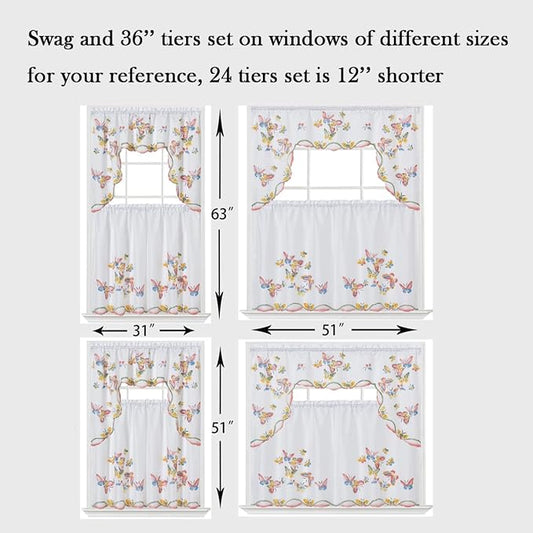 GOHD - 3pcs Kitchen Curtain/Cafe Curtain Set, Air-Brushed by Hand of Flying - Image 2