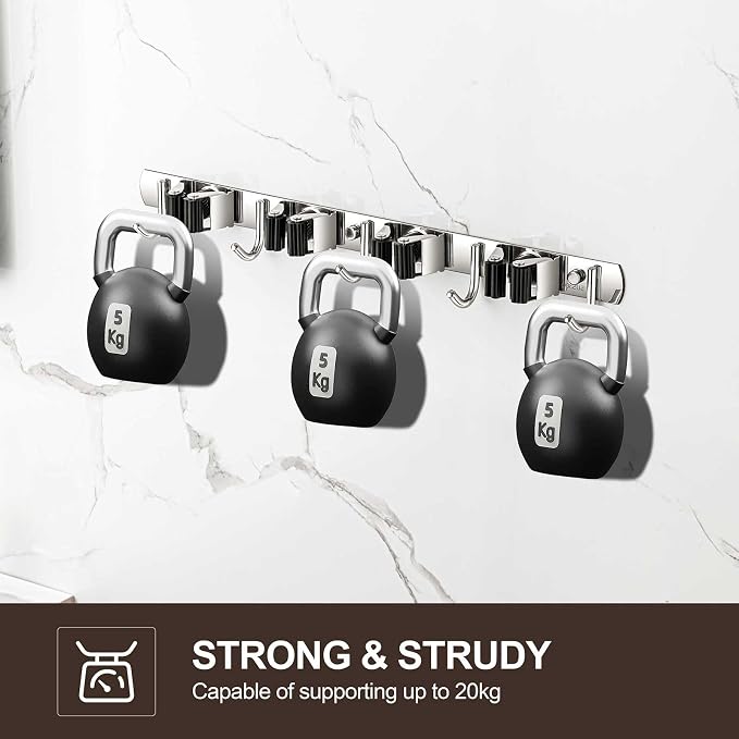 2 Pack Broom Holder Wall Mount, Stainless Steel Broom Hanger Wall Mount - Image 4