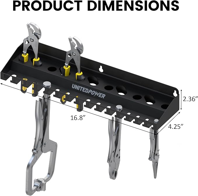 UNITEDPOWER Vise Grip Holder, Wall Mount Pliers Storage Rack Organizer - Image 2