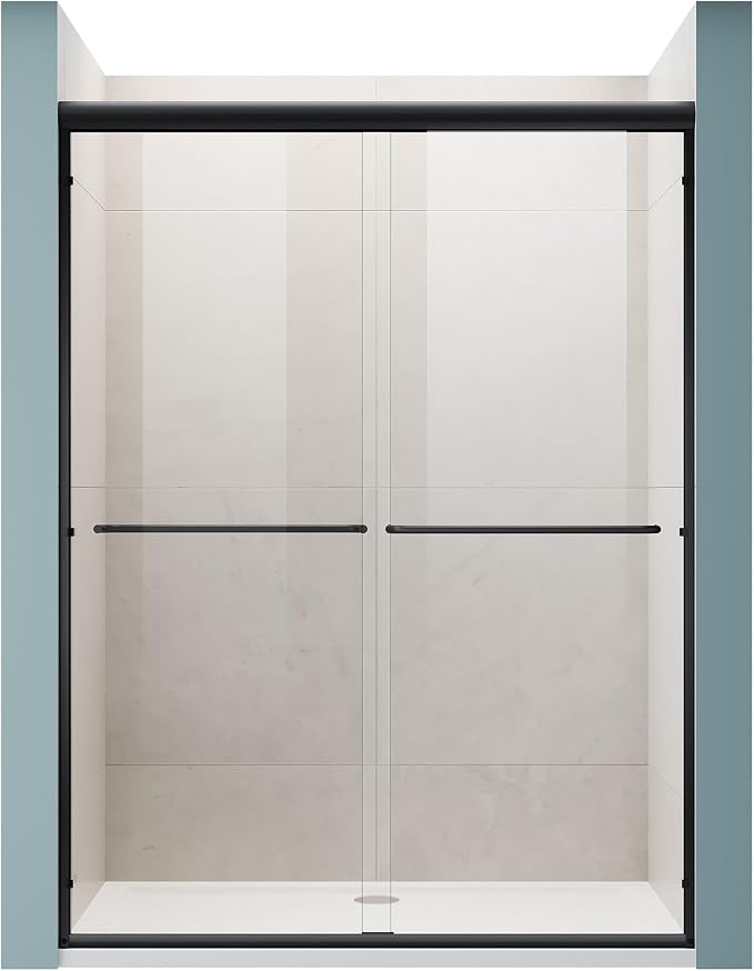 ELEGANT Double Sliding Shower Door 50-54" W x 72" H, Semi-Frameless Bypass by ELEGANT