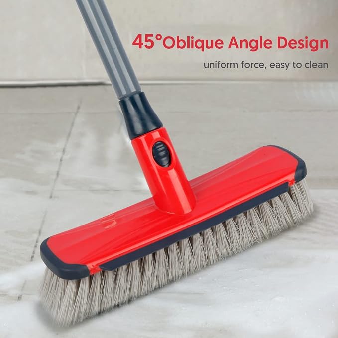 Floor Scrubber with Long Handle, 2 in 1 Scrubbing Brush Stiff Bristle Shower - Image 5