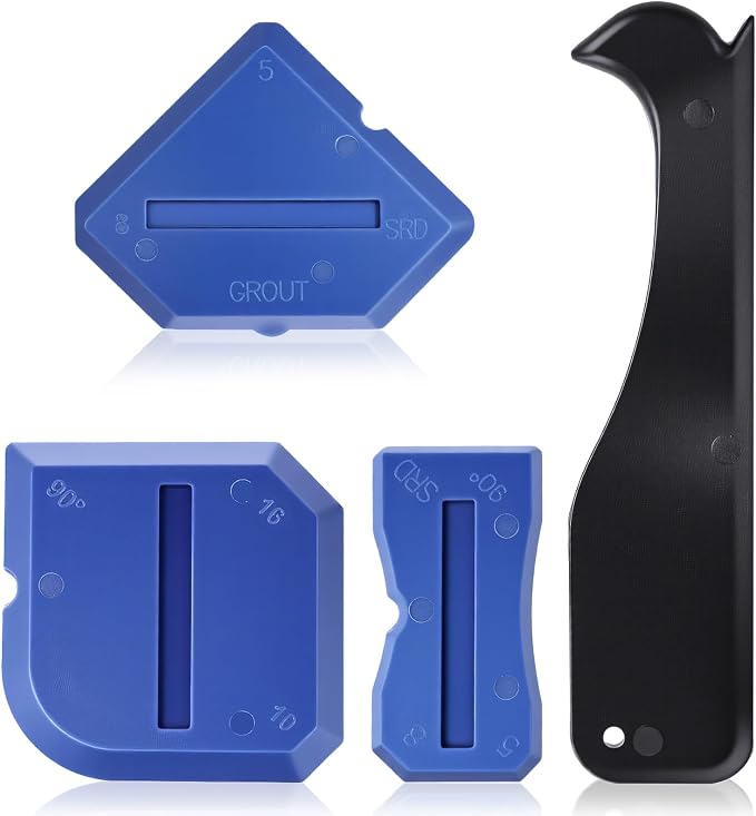 4 PCS Effective Caulking Tools Set, Sealant Finishing Grout Scraper, TPR Rubber by Unknown