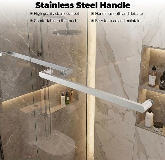 Aluminum Alloy Sliding Shower Door, Adjustable 50"-60" W x 72" H - Image 3