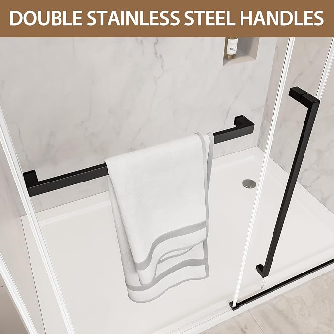 Frameless Sliding Shower Door, 44-48" W x 76" H Shower Glass Door, 5/16" - Image 7