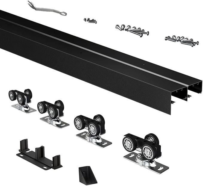 Heavy Duty Bypass Sliding Closet Door Track Hardware 84", 7 FT Aluminium Pocket by SongYung
