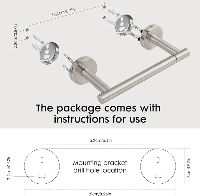 Brushed Nickel Toilet Paper Holder Set, Stainless Steel Towel Ring, Double Post - Image 3