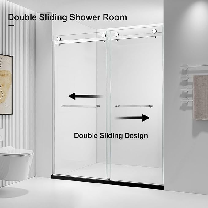 Shower Door, 56-60" W x 74" H Framed Double Sliding Shower Door - Image 7