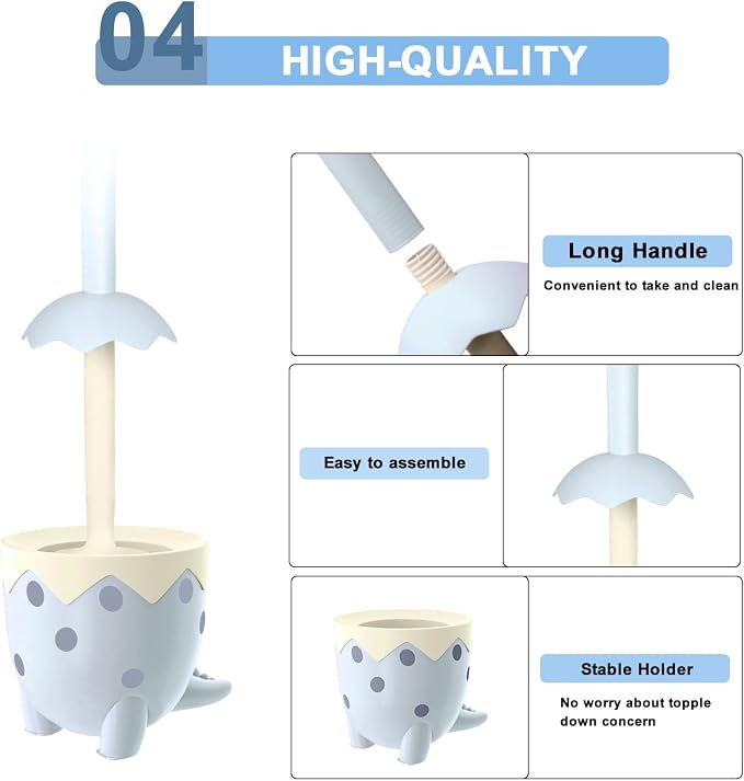 Toilet Brush Dinosaur Shape, Cute Shape Look, TPR Bristles Round Brush - Image 5